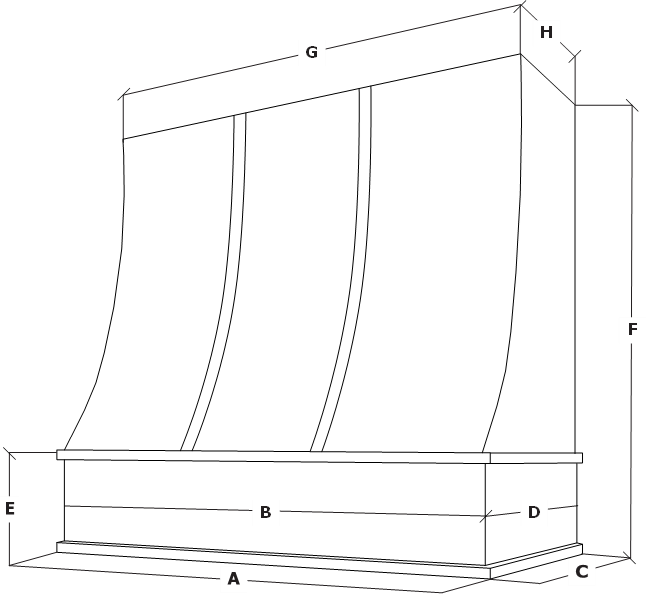 Measurements for sloped-hood-with-brass-strapping
